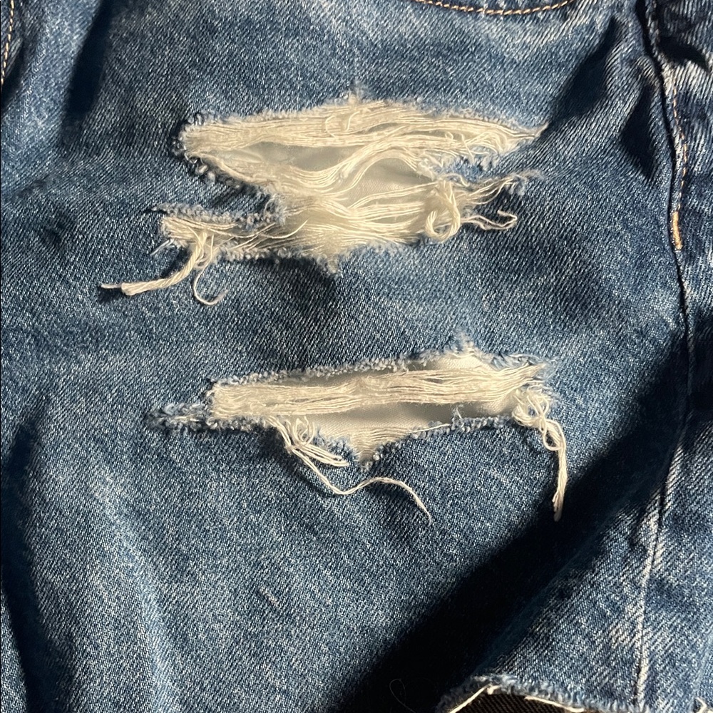 American Eagle Outfitters Ripped Blue Jean Shorts - Picture 4 of 5